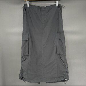 Aeropostale Women's Cargo Midi Skirt S Black Gorpcore Cinch Cords Y2k